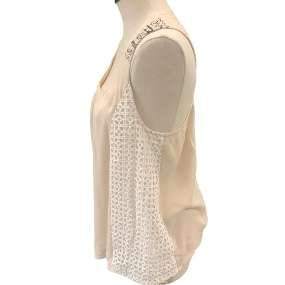 MISS ME Cream Crochet Lace Boho Sleeveless Tank Top Festival Style - Size - L - Picture 4 of 5